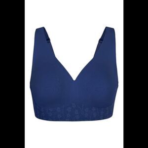 Rhonda Shear Women's LaceDetail Plunge Bra w Back Closure Navy - Regular